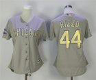 Chicago Cubs #44 Anthony Rizzo Gray Women World Series Champions Gold Program Cool Base Jersey