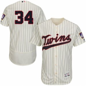 Men\'s Majestic Minnesota Twins #34 Kirby Puckett Cream Flexbase Authentic Collection MLB Jersey