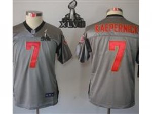 2013 Nike Super Bowl XLVII NFL Youth San Francisco 49ers #7 Colin Kaepernick Grey Jerseys[Shadow]