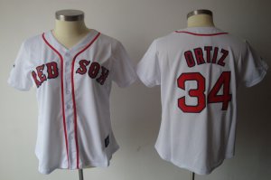 MLB Women Jerseys Boston Red Sox #34 ortiz white[red number]