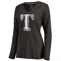 Women's Texas Rangers Platinum Collection Long Sleeve V-Neck Tri-Blend T-Shirt Black