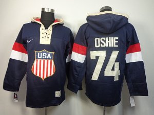 2014 Olympic Team USA #74 TJ Oshie Navy Blue [pullover hooded sweatshirt]