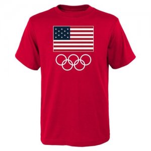 Team USA 2016 Olympics Flags & Rings T-Shirt Red