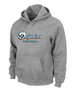 Miami Dolphins Authentic font Pullover Hoodie Grey