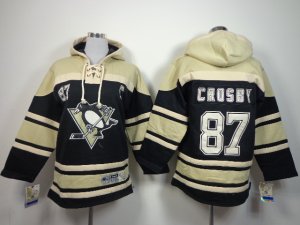 Youth nhl pittsburgh penguins #87 crosby black-cream[pullover hooded sweatshirt][patch C]