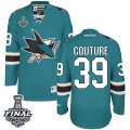 Mens Reebok San Jose Sharks #39 Logan Couture Premier Teal Green Home 2016 Stanley Cup Final Bound NHL Jersey
