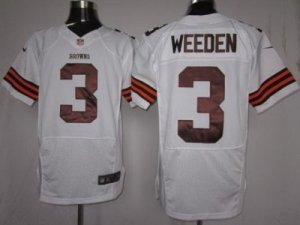 Nike Cleveland Browns #3 Brandon Weeden White Elite Jerseys