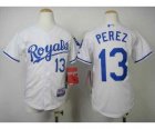 Youth mlb jerseys kansas city royals #13 perez white[perez]