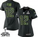 Nike Seattle Seahawks #12 Fan Black Impact Super Bowl XLVIII Women NFL Limited Jersey