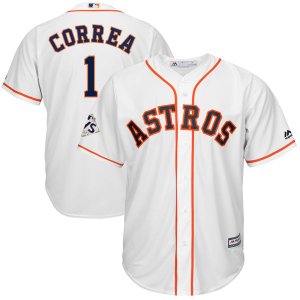 Mens Houston Astros #1 Carlos Correa White 2017 World Series Bound Cool Base Player Jersey