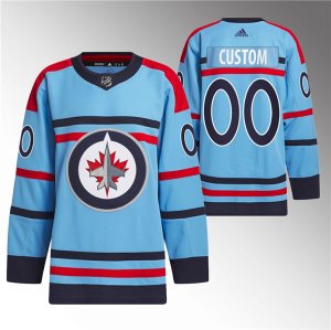 Men\'s Winnipeg Jets Custom Light Blue Anniversary Primegreen Stitched Jersey