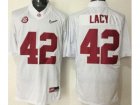 Alabama Crimson Tide #42 Eddie Lacy White SEC Patch Stitched NCAA Jersey