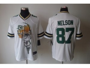 Nike NFL green bay packers #87 Jordy nelson white jerseys[helmet tri-blend limited]