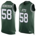 Mens Nike New York Jets #58 Erin Henderson Limited Green Player Name & Number Tank Top NFL Jersey