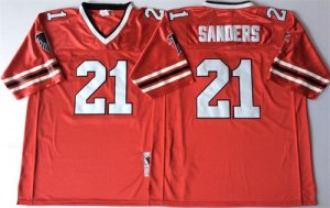 Falcons #21 Deion Sanders Red Throwback Jersey