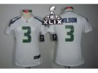 2015 Super Bowl XLIX Nike Women NFL Seattle Seahawks #3 Wilson White Jerseys