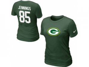 Women Nike Green Bay Packers #85 JENNNGS Name & Number T-Shirt green