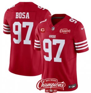 Men\'s San Francisco 49ers #97 Nick Bosa Red 2023 F.U.S.E. With 2-star C And NFC West Champions Football Stitched Jersey
