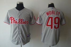 mlb philadelphia phillies #49 worley grey