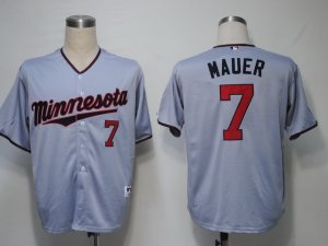 MLB Minnesota Twins #7 Mauer Grey