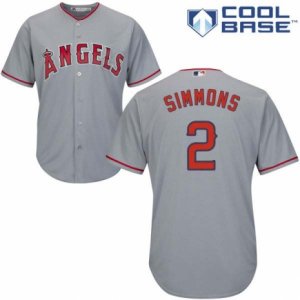 Men\'s Majestic Los Angeles Angels of Anaheim #2 Andrelton Simmons Replica Grey Road Cool Base MLB Jersey