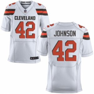 Mens Nike Cleveland Browns #42 Malcolm Johnson Elite White NFL Jersey