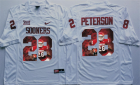 Oklahoma Sooners #28 Adrian Peterson All White Portrait Number College Jersey