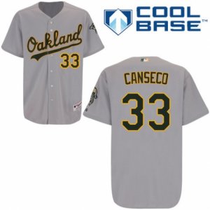 Men\'s Majestic Oakland Athletics #33 Jose Canseco Authentic Grey Road Cool Base MLB Jersey
