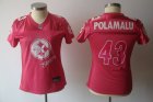 women nfl pittsburgh steelers #43 polamalu pink[2011 fem fan]