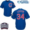 Youth Majestic Chicago Cubs #34 Jon Lester Authentic Royal Blue Alternate 2016 World Series Bound Cool Base MLB Jersey