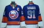 New York Islanders #91 John Tavares Baby Blue USA Flag Fashion Stitched NHL Jersey