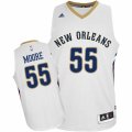 Mens Adidas New Orleans Pelicans #55 ETwaun Moore Authentic White Home NBA Jersey