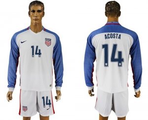 USA #14 Acosta Home Long Sleeves Soccer Country Jersey