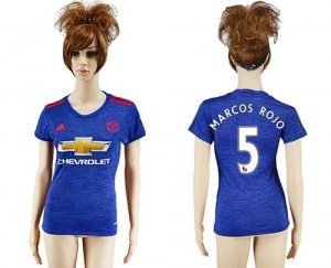 Womens Manchester United #5 Marcos Rojo Away Soccer Club Jersey