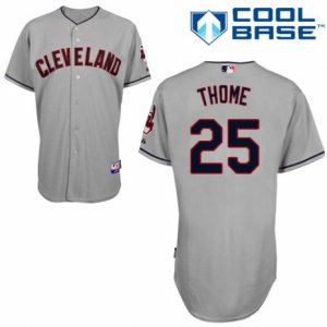 Men\'s Majestic Cleveland Indians #25 Jim Thome Authentic Grey Road Cool Base MLB Jersey