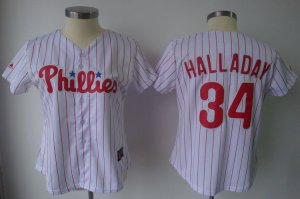 MLB Women Jerseys Philadephia Phillis #34 halladay white[Red str