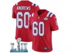 Men Nike New England Patriots #60 David Andrews Red Alternate Vapor Untouchable Limited Player Super Bowl LII NFL Jersey
