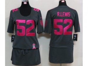 Nike women baltimore ravens #52 r.lewis dk.grey jerseys[breast cancer awareness]