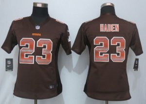 Women New Nike Cleveland Browns #23 Haden Brown Strobe Jerseys