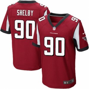 Mens Nike Atlanta Falcons #90 Derrick Shelby Elite Red Team Color NFL Jersey