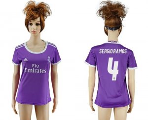 Womens Real Madrid #4 Sergio Ramos Away Soccer Club Jersey