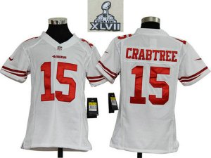 2013 Super Bowl XLVII Youth NEW San Francisco 49ers 15 Michael Crabtree White Jerseys