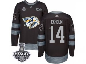 Mens Adidas Nashville Predators #14 Mattias Ekholm Premier Black 1917-2017 100th Anniversary 2017 Stanley Cup Final NHL Jersey