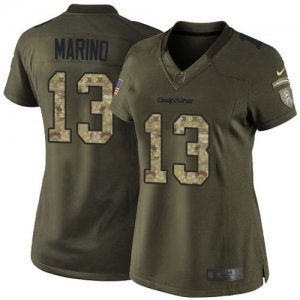 Women Nike Miami Dolphins #13 Dan Marino Green Salute to Service Jerseys