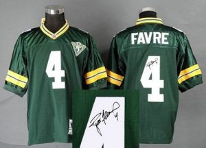 Green Bay Packers #4 Brett Favre Green throwback Jersey(Signed Elite)