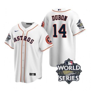 Astros# 14 Mauricio Dubon White Nike 2022 World Series Cool Base Jersey