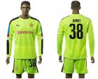 Dortmund #38 Burki Shiny Green Long Sleeves Goalkeeper Soccer Country Jersey