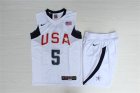 Team USA Basketball #5 Jason Kidd White Nike Stitched Jersey(With Shorts)