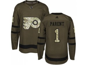 Youth Adidas Philadelphia Flyers #1 Bernie Parent Green Salute to Service Stitched NHL Jersey