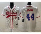 Men's Atlanta Braves #44 Hank Aaron White Cool Base Stitched Baseball Jersey1